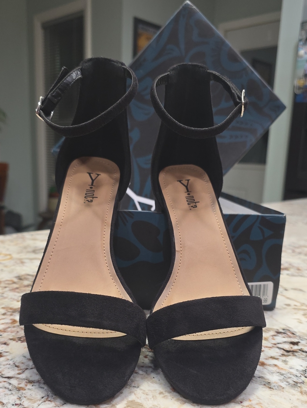 Black Suede Ankle-Strap Heels | Size 7.5M | 2" Heel | Excellent Condition